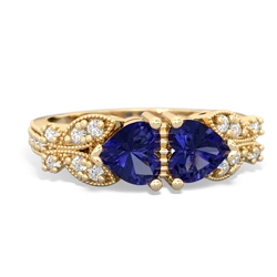 Lab Sapphire Diamond Butterflies 14K Yellow Gold ring R5601