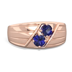 Lab Sapphire Men's Streamline 14K Rose Gold ring R0460