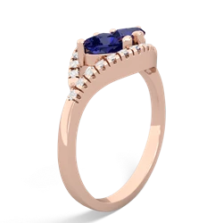 Lab Sapphire Mother And Child 14K Rose Gold ring R3010