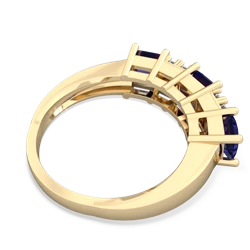 Tanzanite Three Stone Diamond Cluster 14K Yellow Gold ring R2592