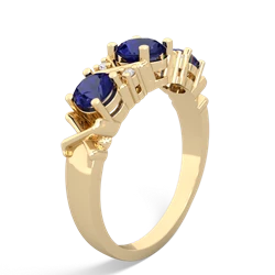 Lab Sapphire Hugs And Kisses 14K Yellow Gold ring R5016