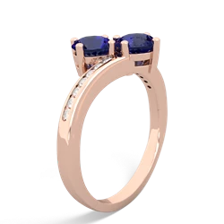 Lab Sapphire Channel Set Two Stone 14K Rose Gold ring R5303