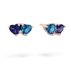 Lab Sapphire Sweethearts 14K Rose Gold earrings E5260