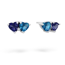 Lab Sapphire Sweethearts 14K White Gold earrings E5260