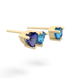 Lab Sapphire Sweethearts 14K Yellow Gold earrings E5260