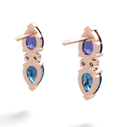 Lab Sapphire Bowtie Drop 14K Rose Gold earrings E0865