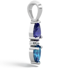 Lab Sapphire Bowtie Drop 14K White Gold pendant P0865