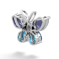 Lab Sapphire Butterfly 14K White Gold pendant P2215