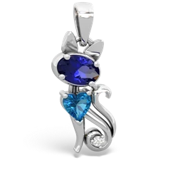 Lab Sapphire Kitten 14K White Gold pendant P5780