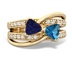 Lab Sapphire Bowtie 14K Yellow Gold ring R2360