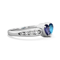 Lab Sapphire Filligree 'One Heart' 14K White Gold ring R5070