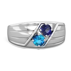 Lab Sapphire Men's Streamline 14K White Gold ring R0460