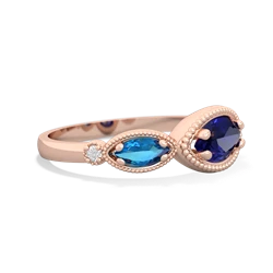 Lab Sapphire Milgrain Marquise 14K Rose Gold ring R5700