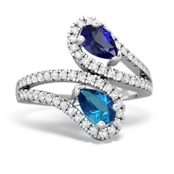 Lab Sapphire Diamond Dazzler 14K White Gold ring R3000