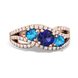 Lab Sapphire Three Stone Aurora 14K Rose Gold ring R3080