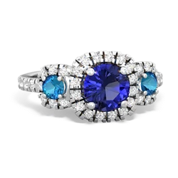 Lab Sapphire Regal Halo 14K White Gold ring R5350