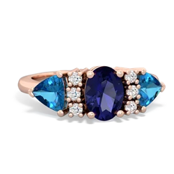 Lab Sapphire Antique Style Three Stone 14K Rose Gold ring R2186