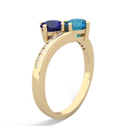 Lab Sapphire Channel Set Two Stone 14K Yellow Gold ring R5303