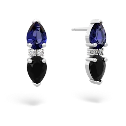 Lab Sapphire Bowtie Drop 14K White Gold earrings E0865