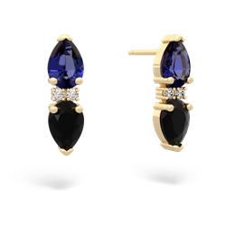 Lab Sapphire Bowtie Drop 14K Yellow Gold earrings E0865