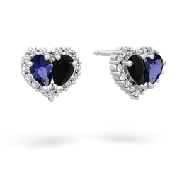 Lab Sapphire Halo 14K White Gold earrings E7008