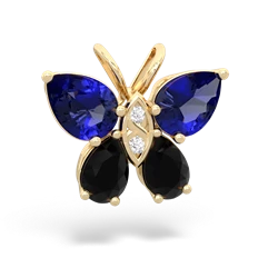 Lab Sapphire Butterfly 14K Yellow Gold pendant P2215