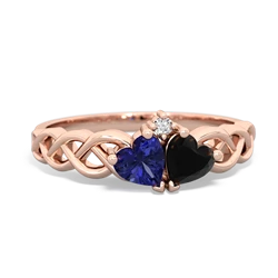 Lab Sapphire Heart To Heart Braid 14K Rose Gold ring R5870