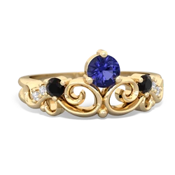 Lab Sapphire Crown Keepsake 14K Yellow Gold ring R5740