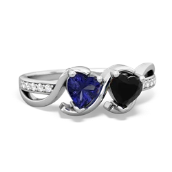 Lab Sapphire Side By Side 14K White Gold ring R3090