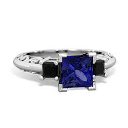 Lab Sapphire Eternal Embrace Engagement 14K White Gold ring C2001