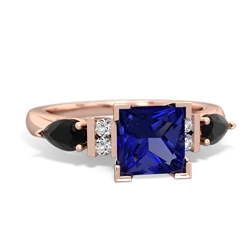 Lab Sapphire 6Mm Princess Eternal Embrace Engagement 14K Rose Gold ring C2002