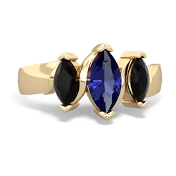 Lab Sapphire Three Peeks 14K Yellow Gold ring R2433