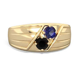 Lab Sapphire Men's Streamline 14K Yellow Gold ring R0460