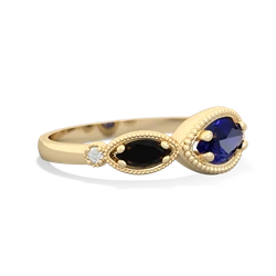 Lab Sapphire Milgrain Marquise 14K Yellow Gold ring R5700