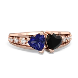 Lab Sapphire Heart To Heart 14K Rose Gold ring R3342