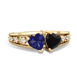 Lab Sapphire Heart To Heart 14K Yellow Gold ring R3342