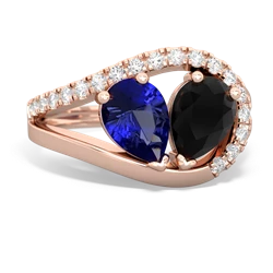 Lab Sapphire Nestled Heart Keepsake 14K Rose Gold ring R5650