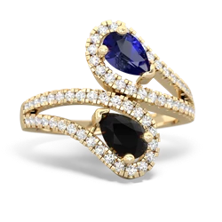 Lab Sapphire Diamond Dazzler 14K Yellow Gold ring R3000