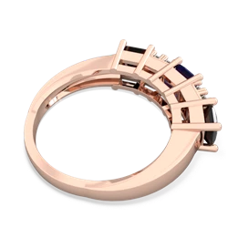 Lab Sapphire Three Stone Diamond Cluster 14K Rose Gold ring R2592