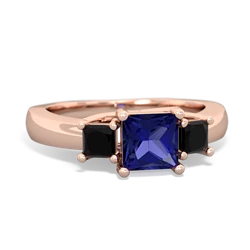 Lab Sapphire Three Stone Trellis 14K Rose Gold ring R4015