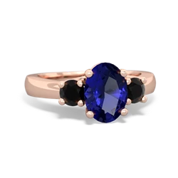 Lab Sapphire Three Stone Oval Trellis 14K Rose Gold ring R4024