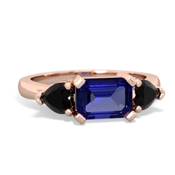 Lab Sapphire Three Stone 14K Rose Gold ring R5235