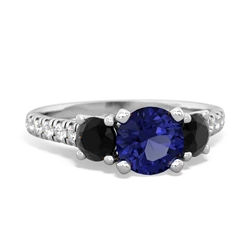 Lab Sapphire Pave Trellis 14K White Gold ring R5500