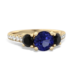 Lab Sapphire Pave Trellis 14K Yellow Gold ring R5500