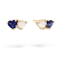 Lab Sapphire Sweethearts 14K Yellow Gold earrings E5260