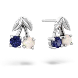 Lab Sapphire Sweet Cherries 14K White Gold earrings E7001