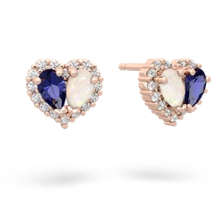 Lab Sapphire Halo 14K Rose Gold earrings E7008