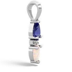 Lab Sapphire Bowtie Drop 14K White Gold pendant P0865