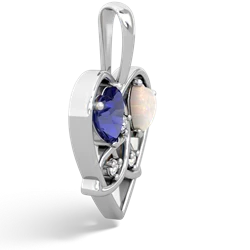 Lab Sapphire Celtic Trinity Heart 14K White Gold pendant P5331