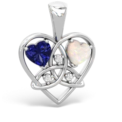 Lab Sapphire Celtic Trinity Heart 14K White Gold pendant P5331